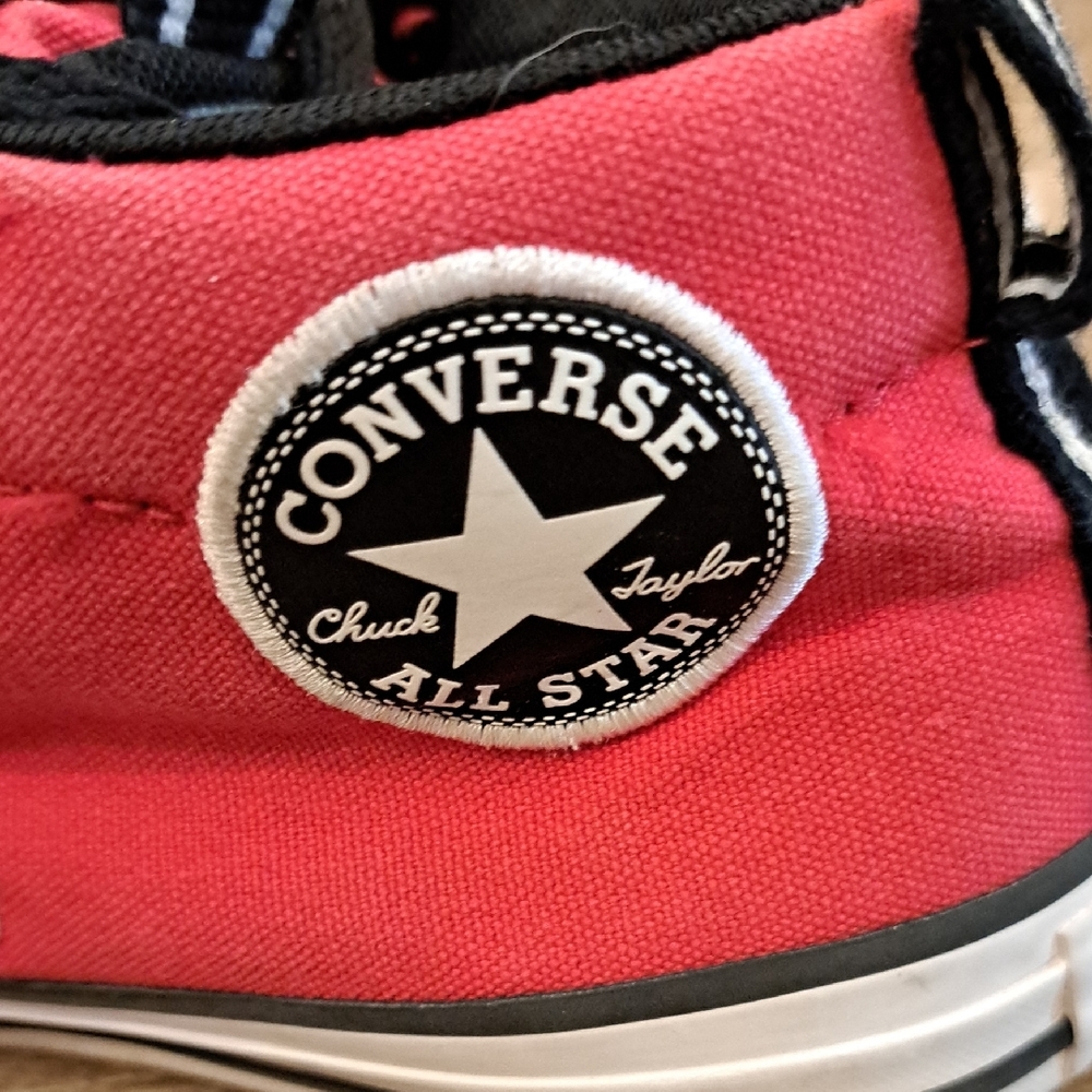 Converse Red and Black High-Top Sneakers - Picture 4 of 8